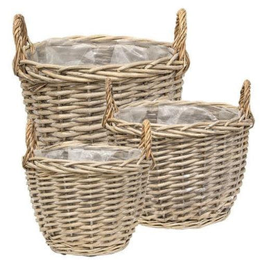3/Set, Graywashed Willow Gathering Baskets - The Fox Decor